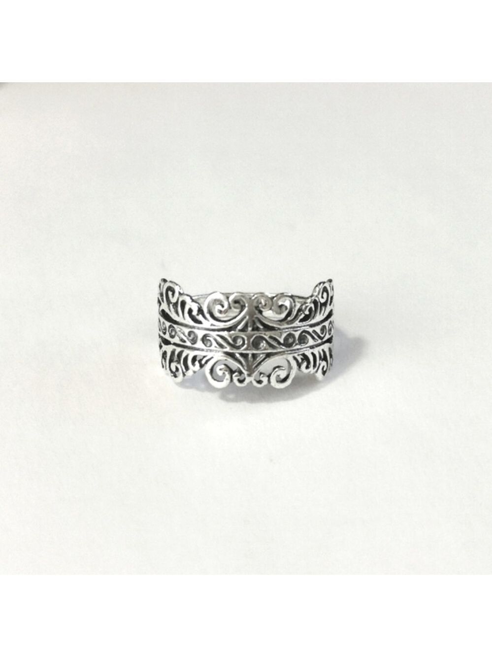 Sterling silver filigree band sz 8 Renaissance revival 🆕